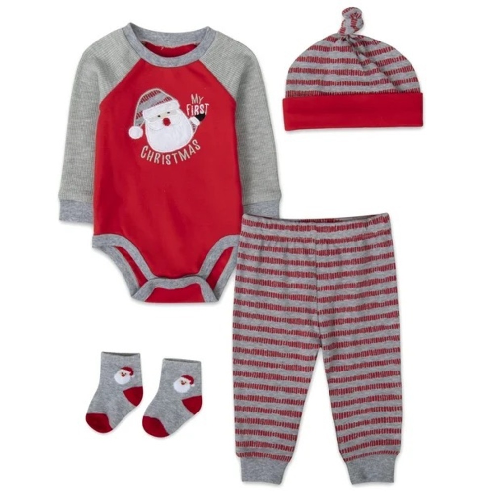 Baby Essentials Long Sleeve Embroidered My First Christmas Santa Set for baby